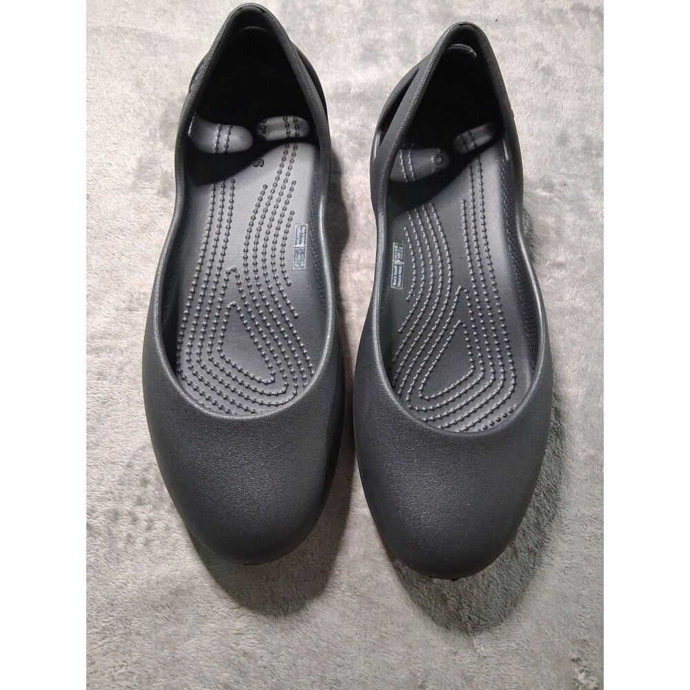 WOMEN'S CROCS BLACK KADEE SLIP ON BALLET FLAT SHOE SIZE 9